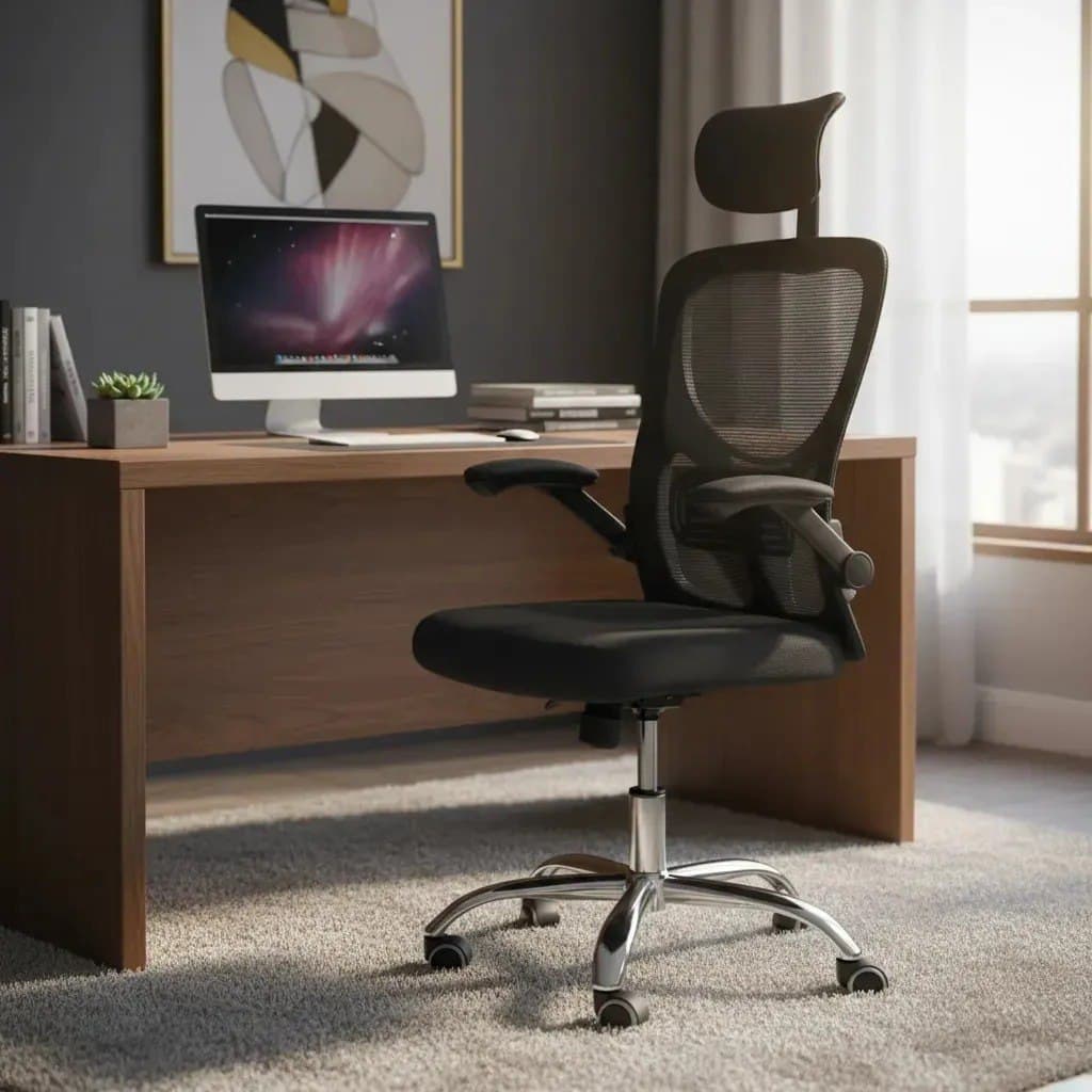 Cadeira de Escritório Ergonômica Ravena com Apoio Lombar e Nuca