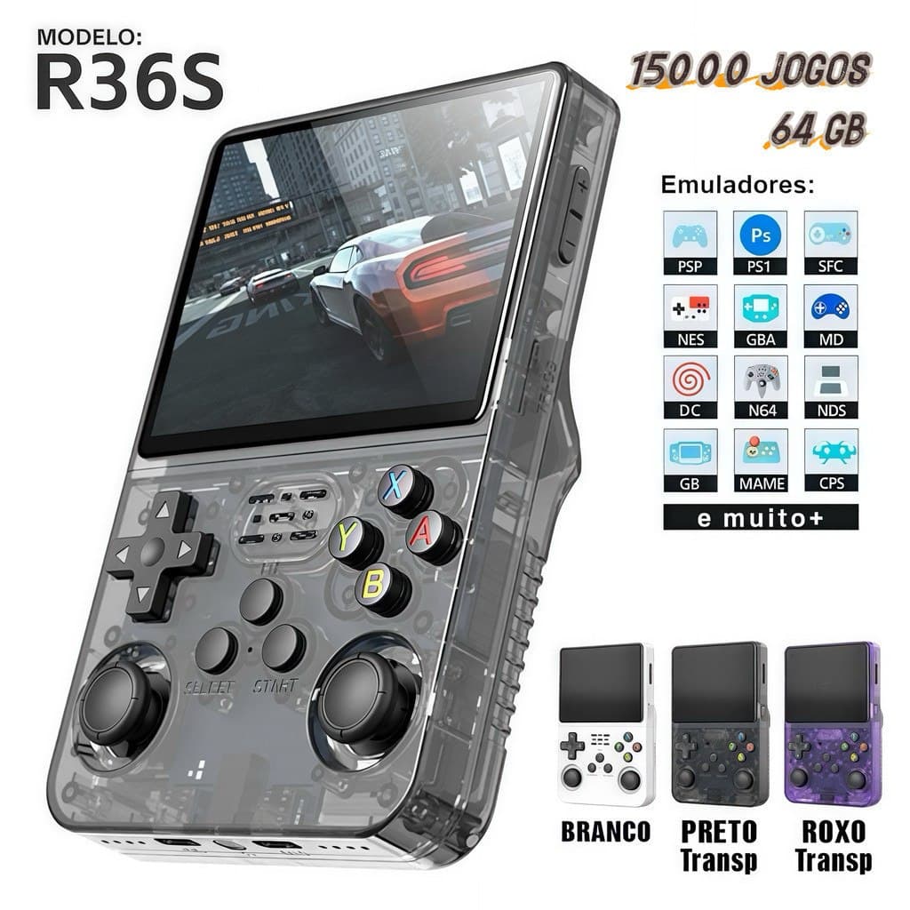 Console Portátil R36S com mais de 15.000 Jogos